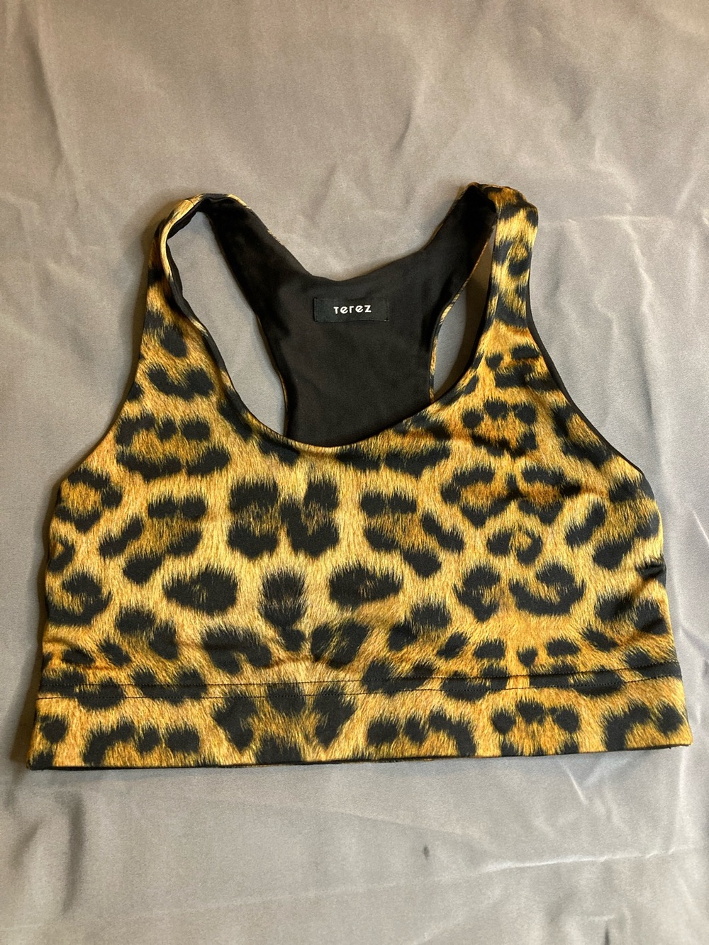 Terez Leopard-Print Sports Bra in Yellow and Black